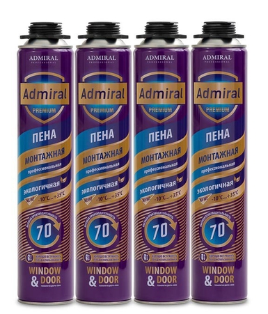 Пена монтажная профессиональная 70 ADMIRAL PREMIUM всесезонная -10С, 850мл