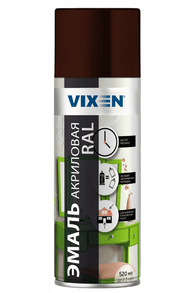 Эмаль акриловая VIXEN шоколадно-коричневый RAL8017 520 мл