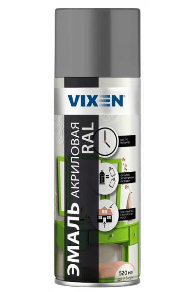 Эмаль акриловая VIXEN серый графит RAL7024 520 мл