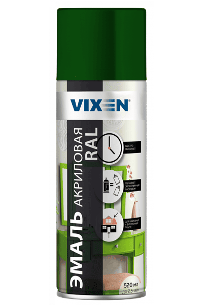 Эмаль акриловая VIXEN зеленый мох RAL6005 520 мл