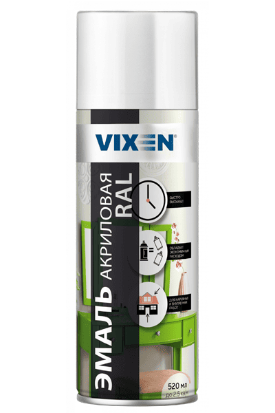 Эмаль акриловая VIXEN белая RAL9003 520 мл