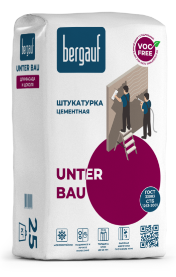 Штукатурка цементная для фасада и цоколя Bergauf Unter Bau, 25кг