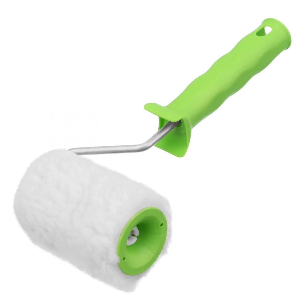 Валик с натуральным мехом 100мм, ворс 12мм, D 48мм, D ручки 6мм, Сибртех