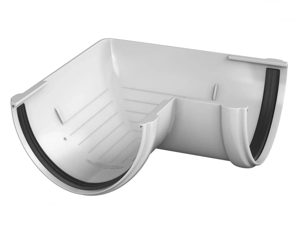 Угол желоба ПВХ ТехноНИКОЛЬ 125/82, 90°, белый