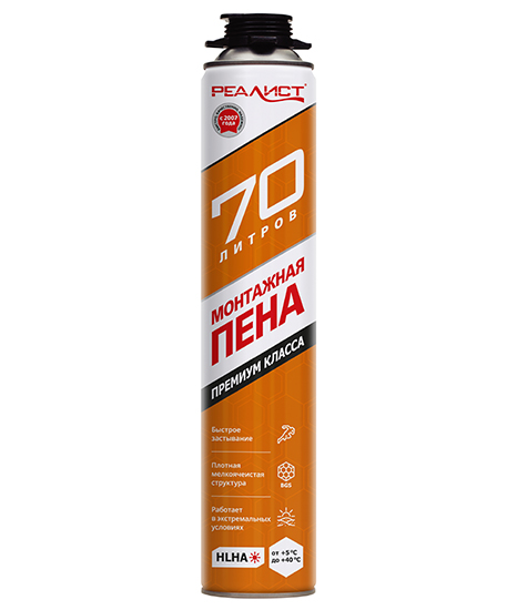 Пена монтажная профессиональная REALIST PRO Orange зимняя 70л