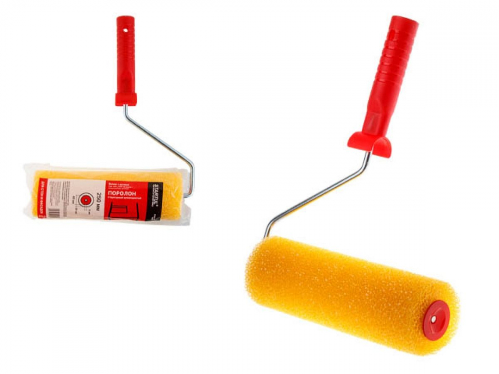 Валик поролоновый Структурный крупнопористый 250мм с ручкой 8мм STARTUL PROFI