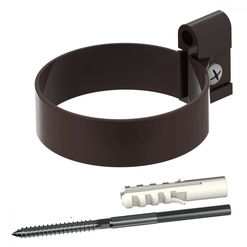 Хомут трубы металлический ТехноНИКОЛЬ Оптима 120/80, дюбель L=140 темно-коричневый